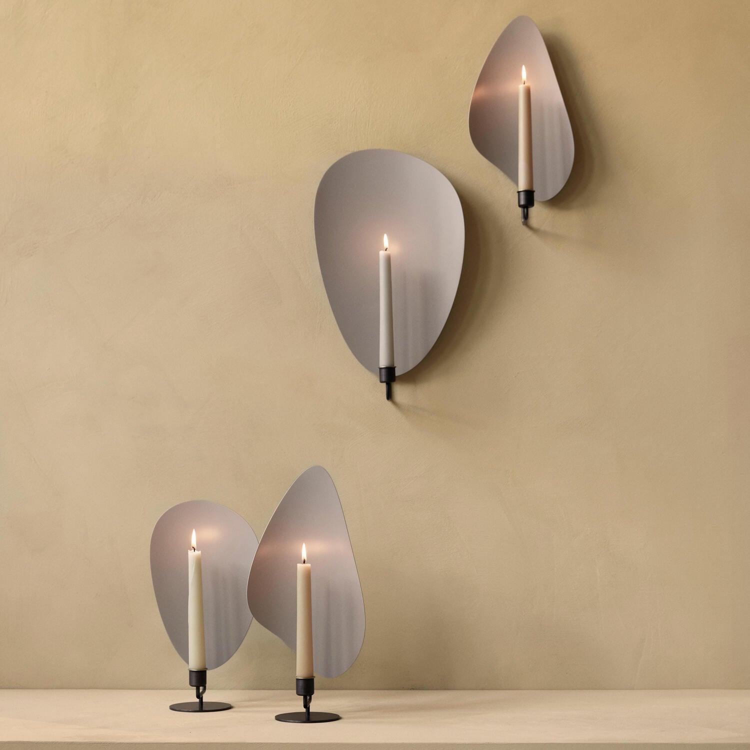 Flambeau lysestage, Grey/Bronzed Brass - H30 cm.